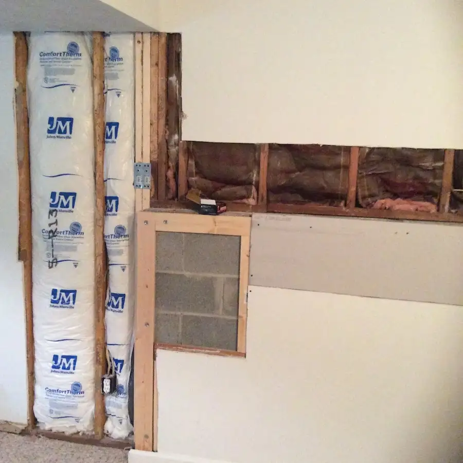 Wall insulation replacement during Basement Flood Cleanup in East Kapolei